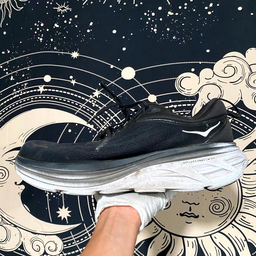 Hoka One One Bondi 8 1123202-BWHT Athletic Sneaker Mens 13D Black Mesh Cushioned - Picture 5 of 10